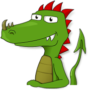 A cartoon of our mascot, Snappy the Dragon